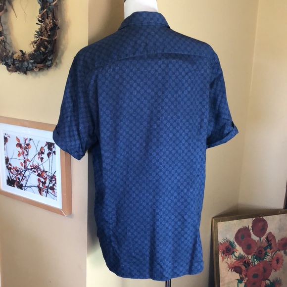 TED BAKER Size 5 XL Button Front Blue Medallion Print Shirt 100% COTTON LuxeSoft - Picture 5 of 16